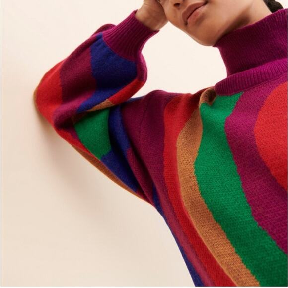 FARM Rio Rainbow Wild Hearts Sweater Dress Size Medium - Picture 3 of 7